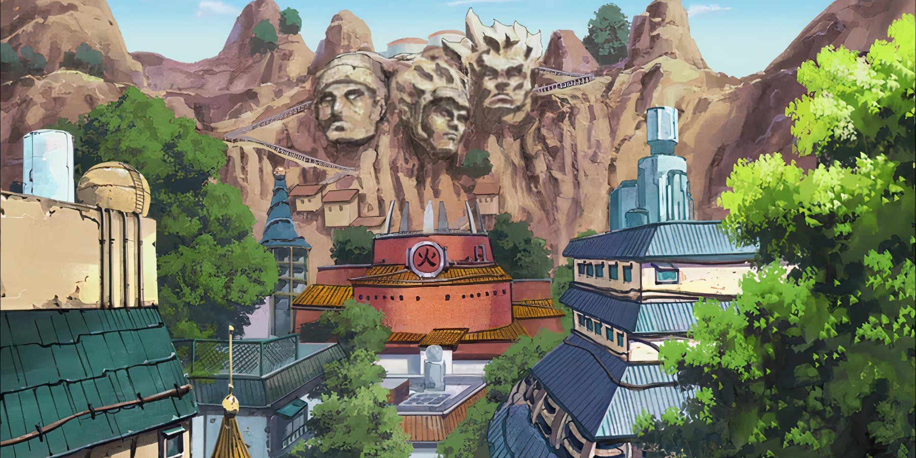 The Hidden Leaf Village cliff faces.