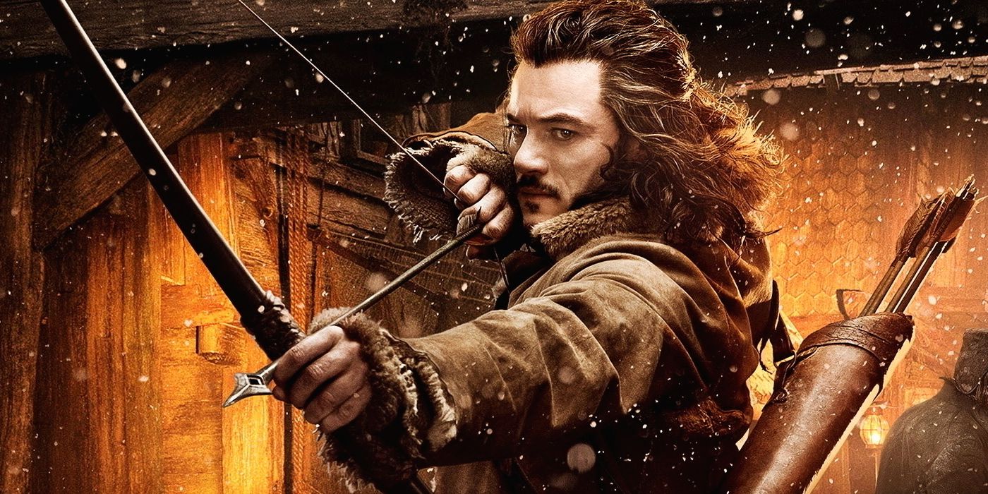 Promotional image of Luke Evans as Bard aiming an arrow in The Hobbit the Desolation of Smaug