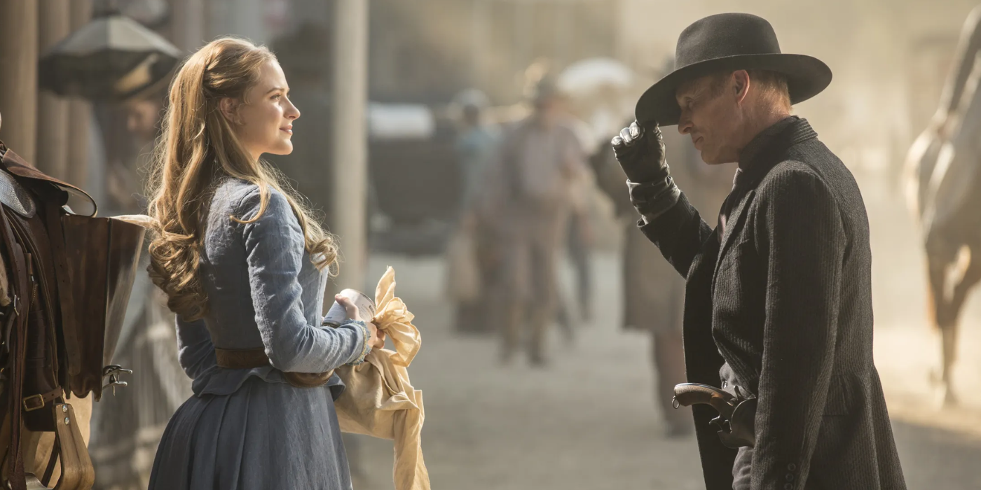 The Man in Black greets Dolores in Sweetwater Ranch