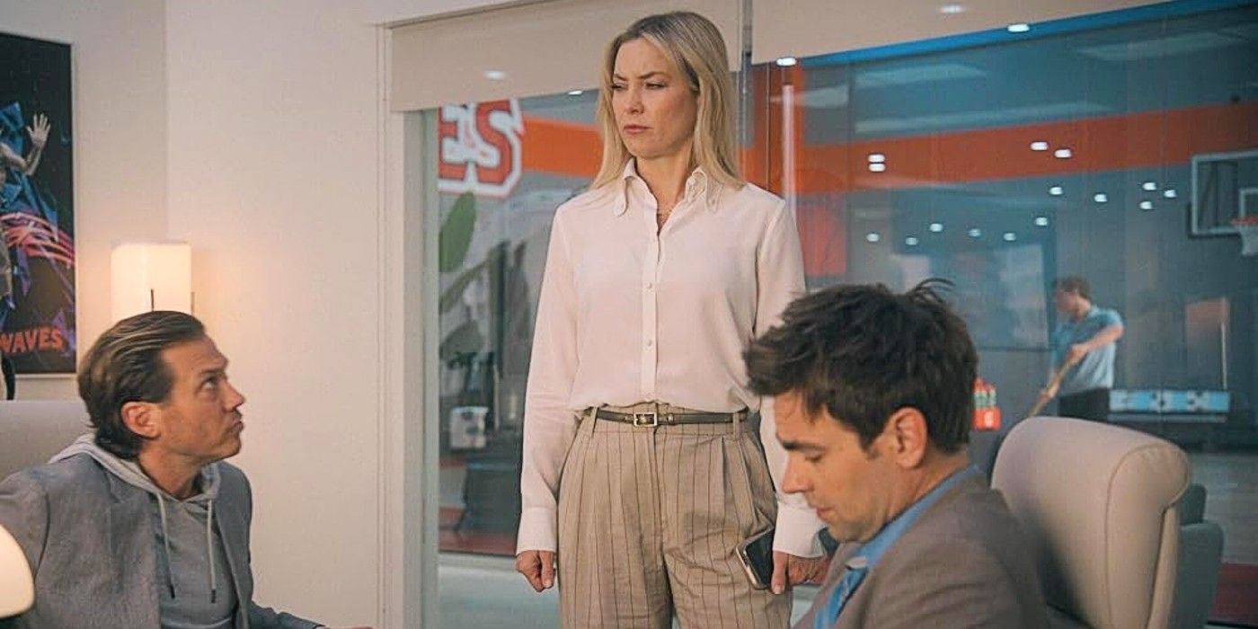 Isla Gordon meeting with her brothers, Ness and Sandy, in Running Point.