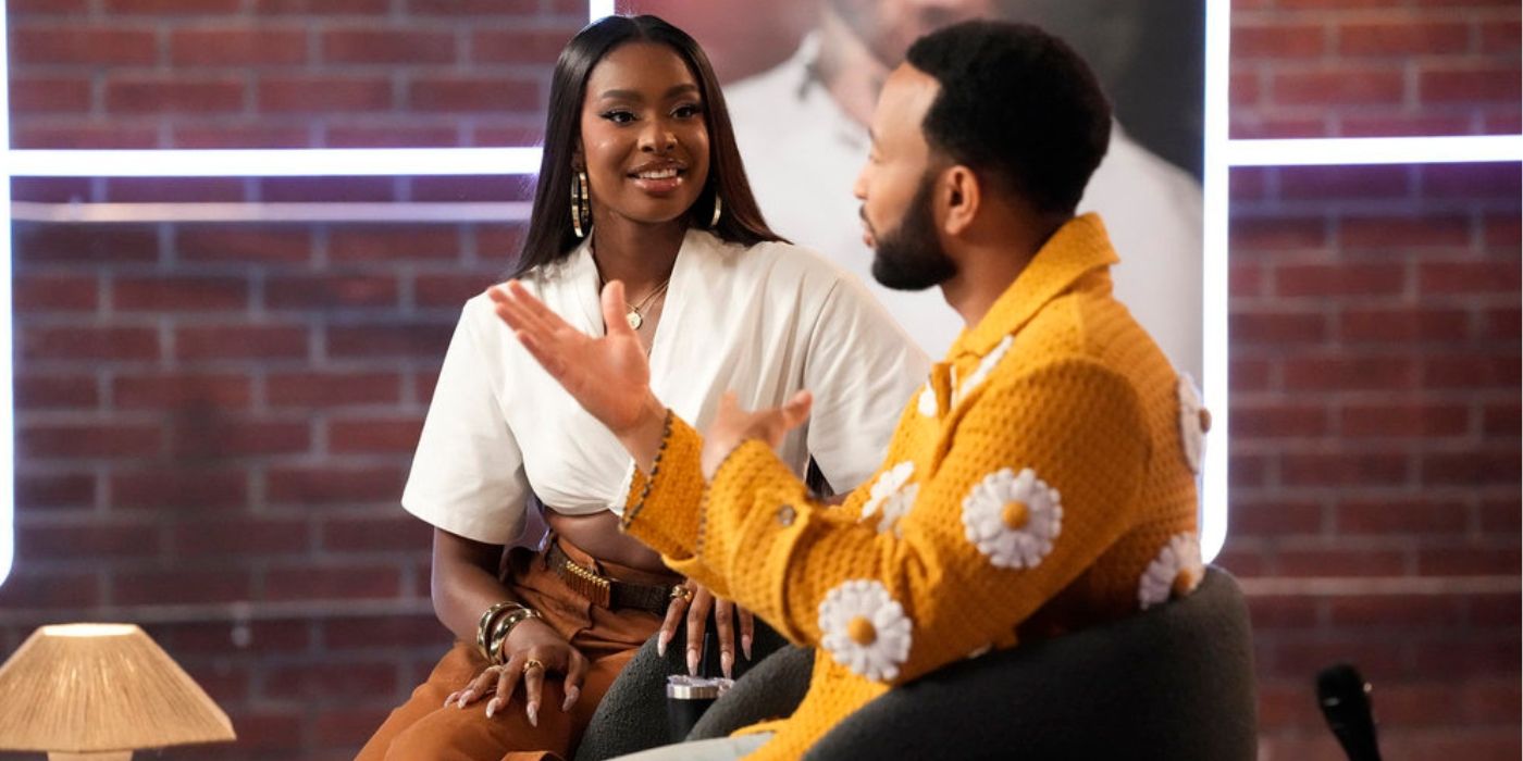 Coco Jones and John Legend during rehearsals on 'The Voice' Season 27.