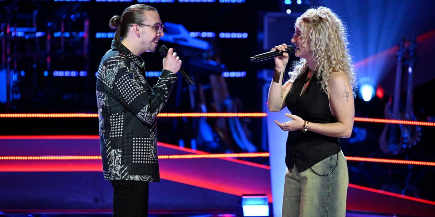 Ethan Eckenroad and Fran Posla during the Battles on 'The Voice' Season 27.