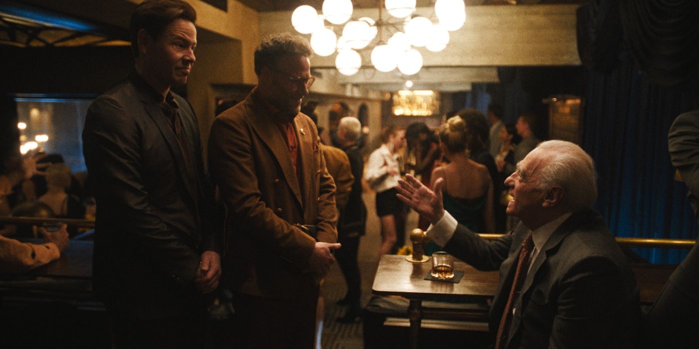 Ike Barinholtz, Seth Rogen, and Martin Scorsese in The Studio.