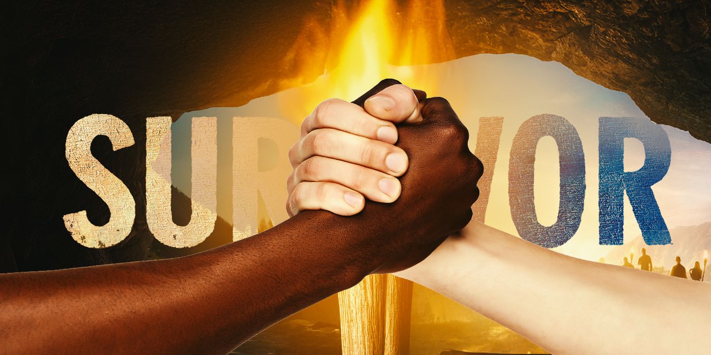 two hands holding in front of the Survivor logo