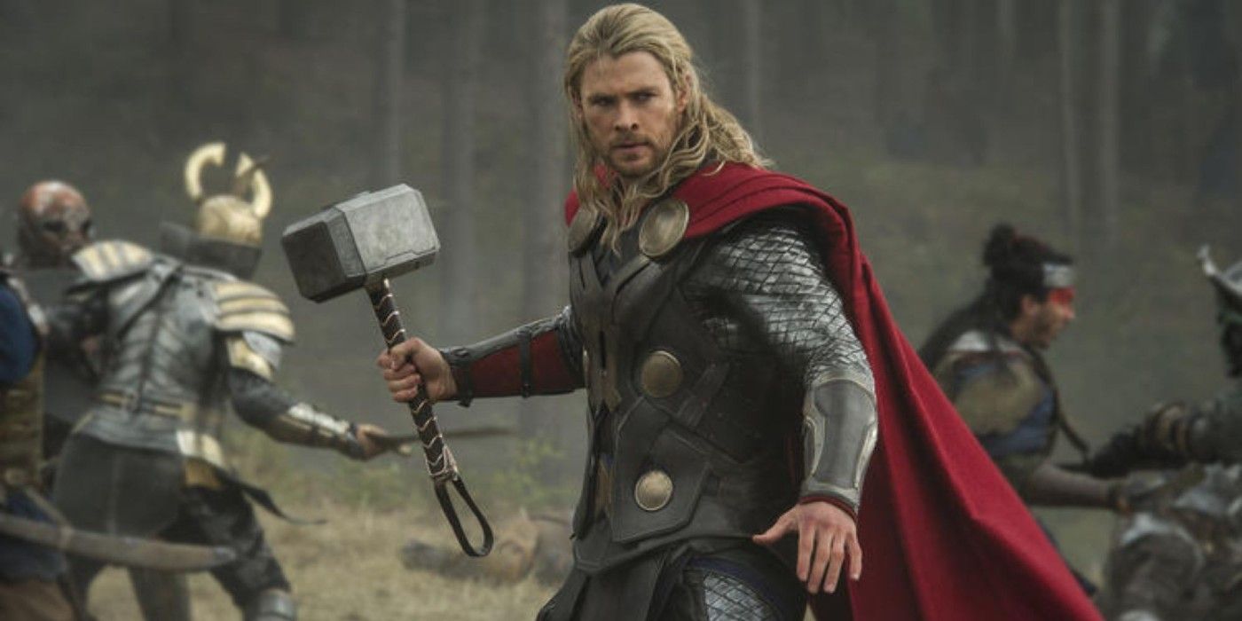 Thor (Chris Hemsworth) wields his mighty hammer Mjlonir in Thor: The Dark World.