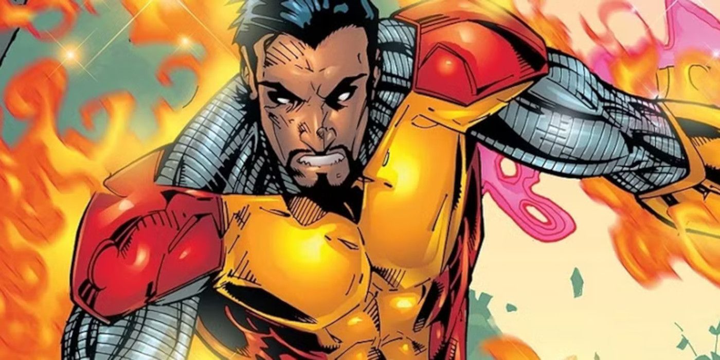 Thunderbird is surrounded by flames in Marvel Comics.
