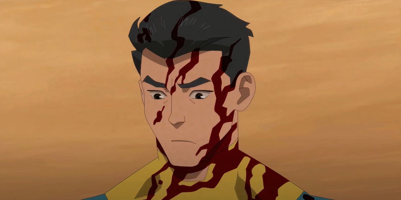 Unmasked Invincible looking sad in Invincible.