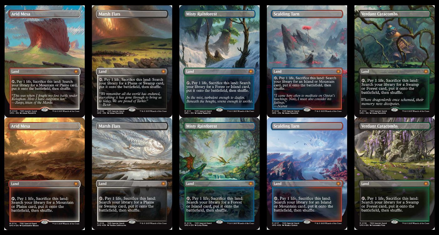 The Fetch Lands cycle for Magic: The Gathering&rsquo;s Tarkir: Dragonstorm set.