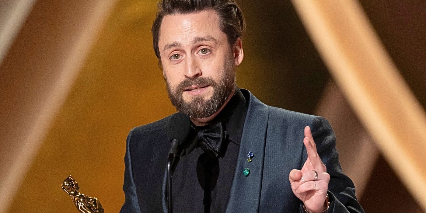 Kieran Culkin giving his thank you speech at the 2025 Oscars after winning Best Supporting Actor