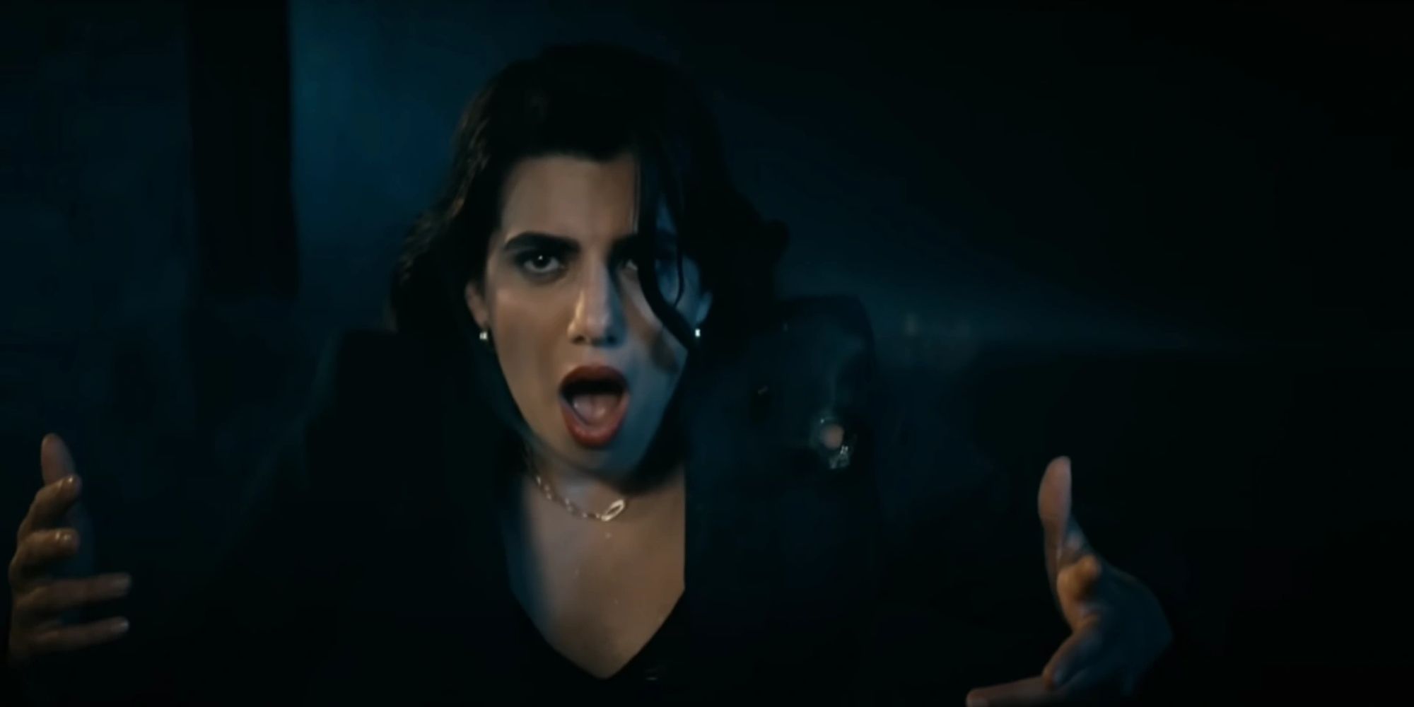 Claudia Doumit as Victoria Neuman looks shocked and annoyed in The Boys Season 4, Episode 1.