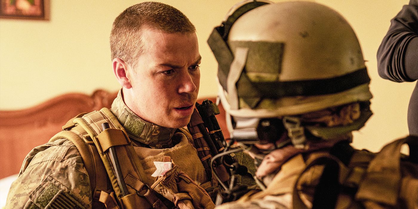 Will Poulter in &lsquo;Warfare&rsquo; looking confused in fatigues