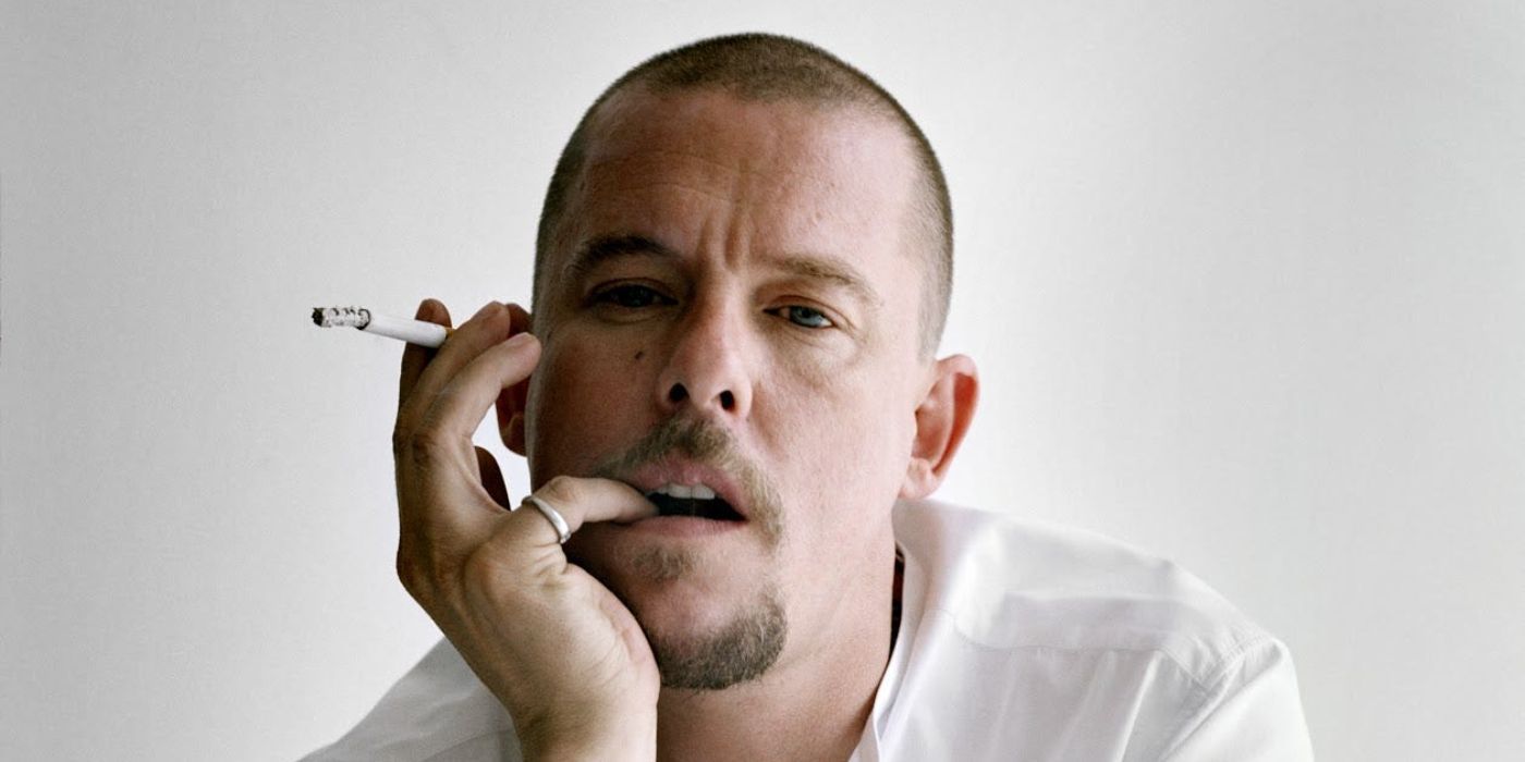 Alexander McQueen posing during photo shoot.