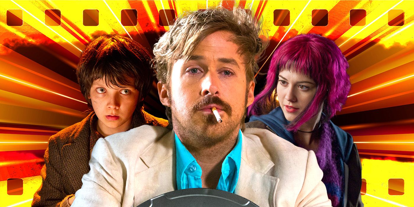 Blended image showing characters from Hugo, The Nice Guys, and Scott Pilgrim Vs the World