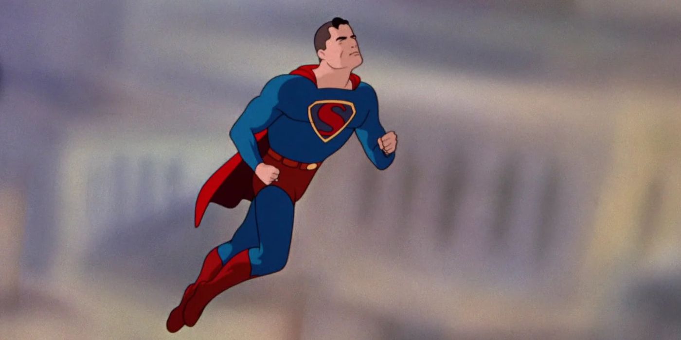 Superman flying through the air in the Fleischer Studios' Superman