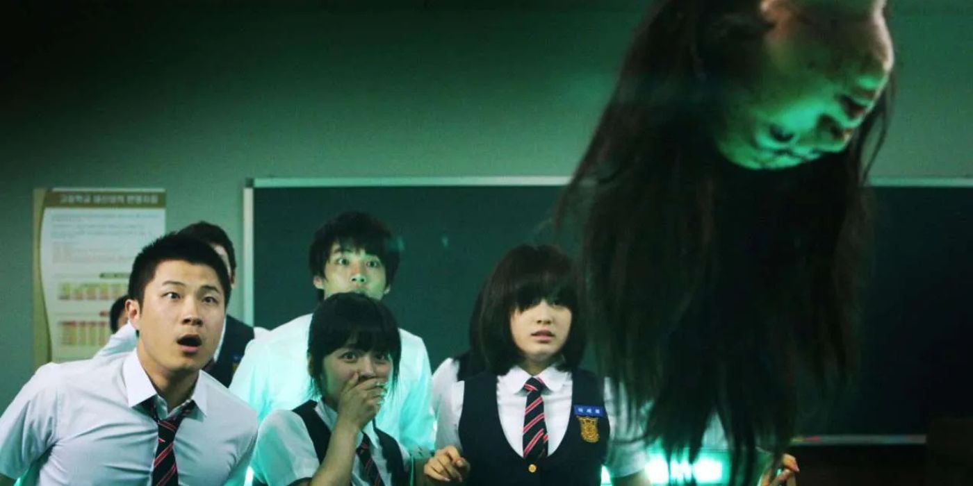 A group of horrified students in &lsquo;Death Bell&rsquo;