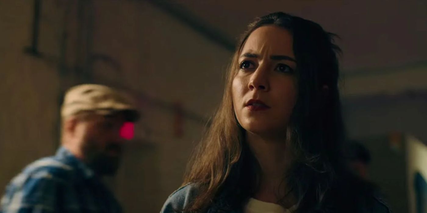 Kathryn Miller as Isabelle looking confused in 825 Forest Road.