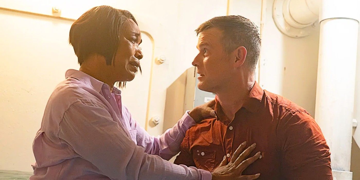 Bobby Nash and Athena Grant have a meaningful conversation on a sinking cruise ship in 9-1-1 Season 7.