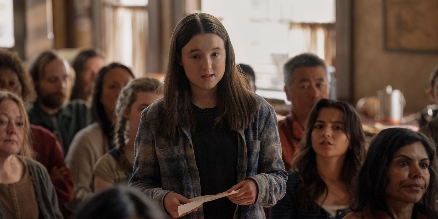 the last of us Ellie (Bella Ramsey) during a council meeting in &lsquo;The Last of Us&rsquo;, Season 2 Episode 3