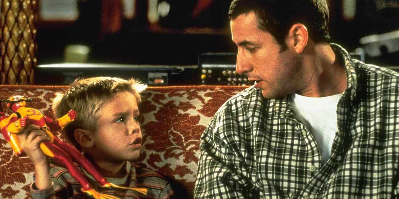 Adam Sandler with Cole/Dylan Sprouse talking in 'Big Daddy'