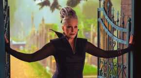 Joanna Lumley in 'Wednesday' Season 2 opening double doors