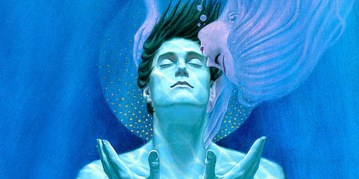 Two people underwater in the cover illustration for &ldquo;Stranger in a Strange Land&rdquo; by Robert A. Heinlein.