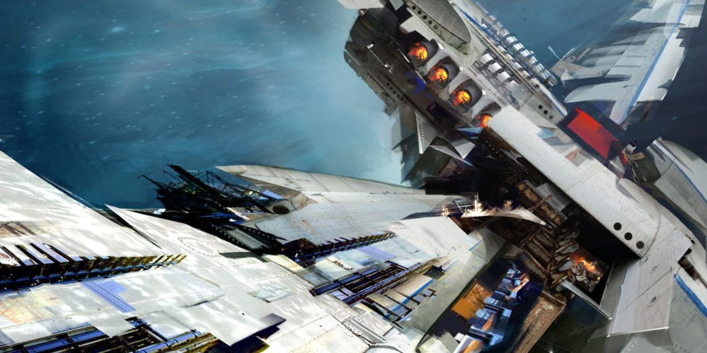 A crashing ship on the cover of &ldquo;Leviathan Wakes&rdquo; by James S. A. Corey.