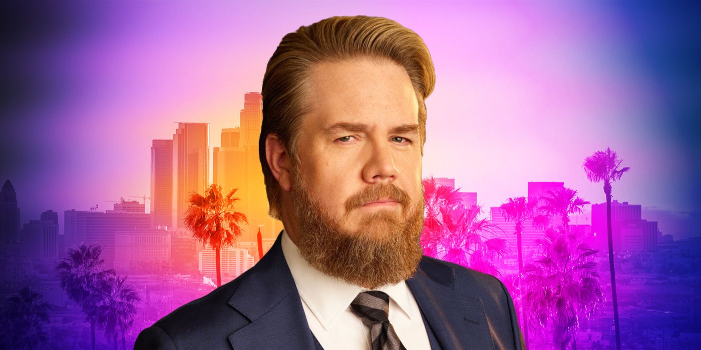 Custom image via Zanda Rice of Josh McDermitt in a suit looking serious with a mustache and beard for Suits LA
