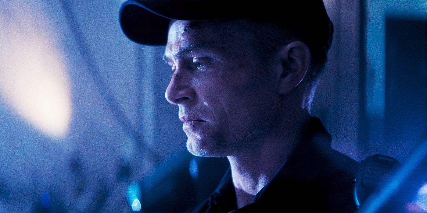 Wilson Bethel as Ben Poindexter/Bullseye in disguise and looking down in Daredevil: Born Again.