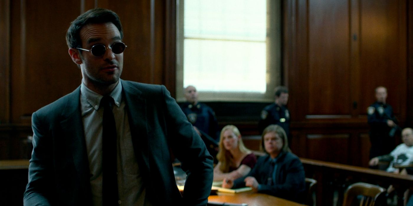 Matt Murdock (Charlie Cox) standing in a courtroom in &ldquo;Daredevil,&rdquo; Season 2, Episode 8.