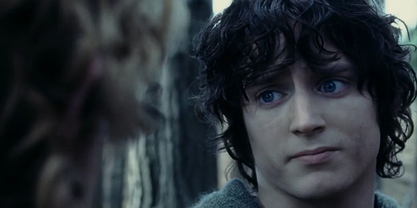 Elijah Wood as Frodo looking at Sam in 'The Lord of the Rings - The Two Towers'.