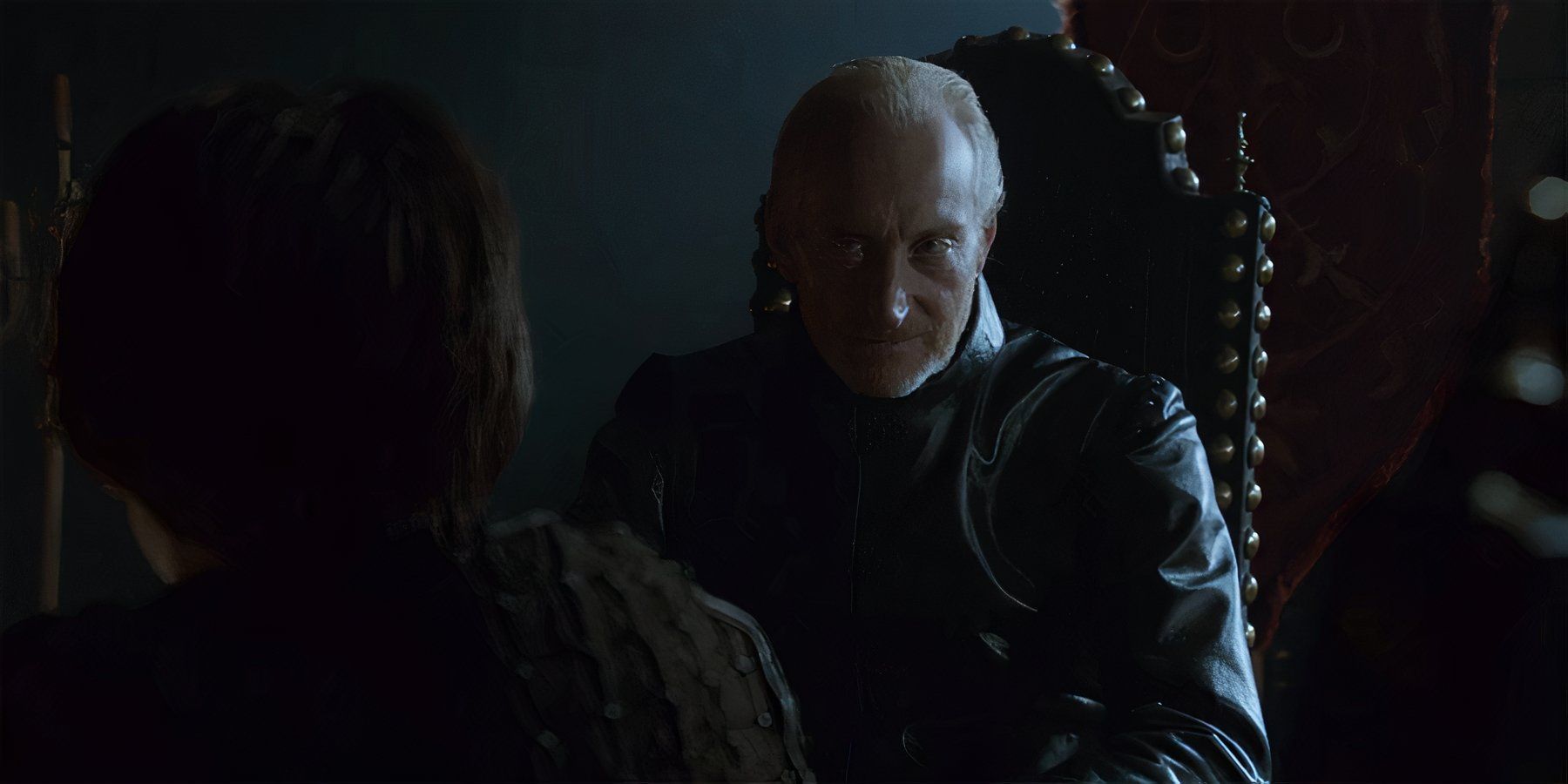 Tywin Lannister speaks to Arya Stark in Game of Thrones, Season 2 Episode 7.