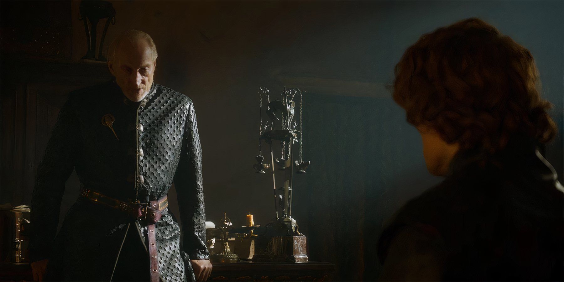 Game of Thrones Tywin Lannister speaking to Tyrion Lannister, in Season 3 Episode 10.