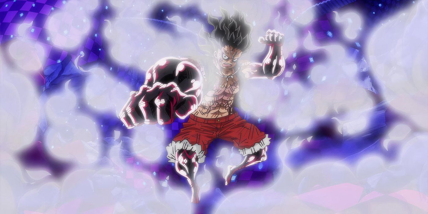Gear 4 Luffy emerging from steam in One Piece