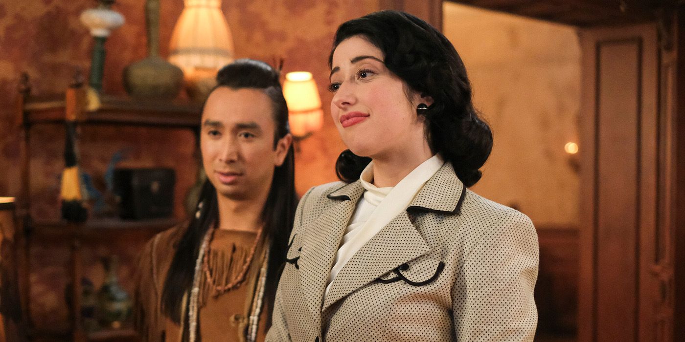Román Zaragoza and Taylor Ortega in Ghosts Season 4 Episode 18