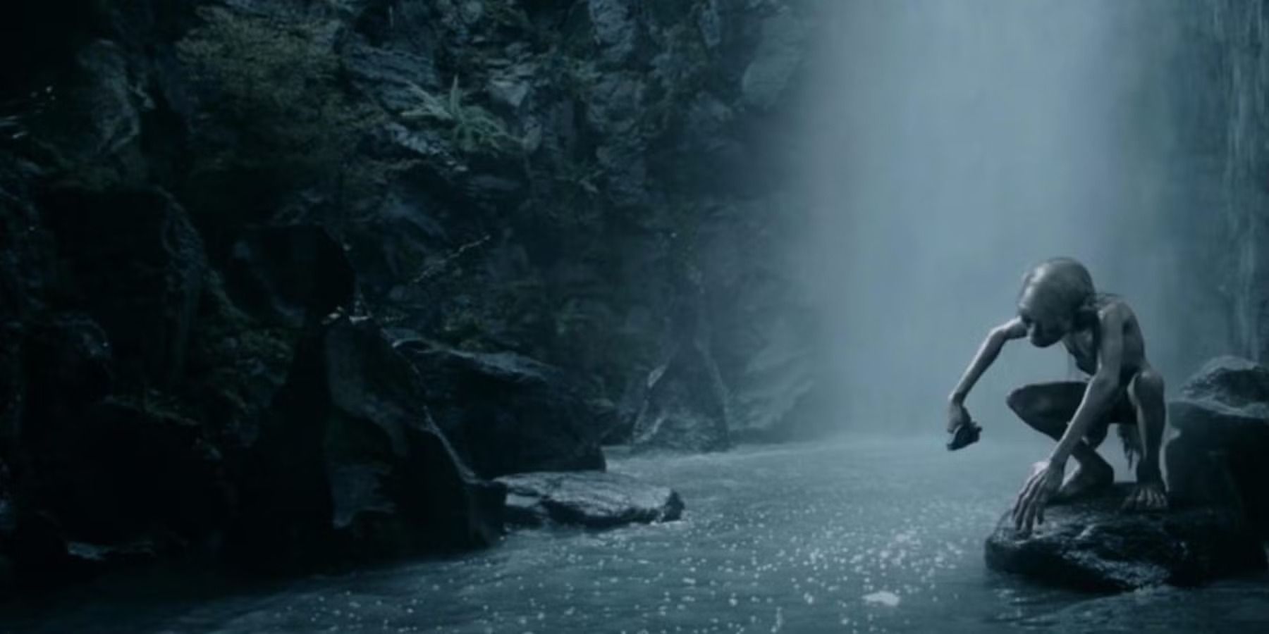 Gollum by a pond in 'The Lord of the Rings - The Two Towers'.