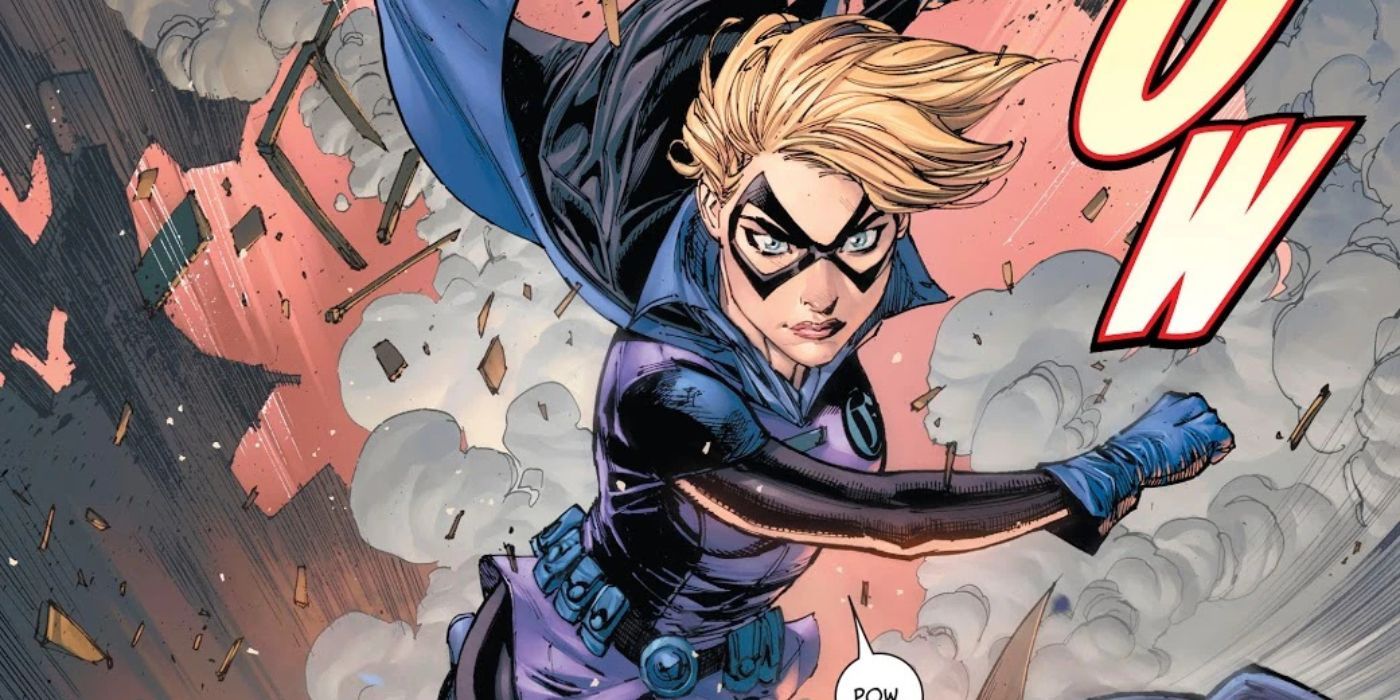 Gotham girl punching someone in DC Comics