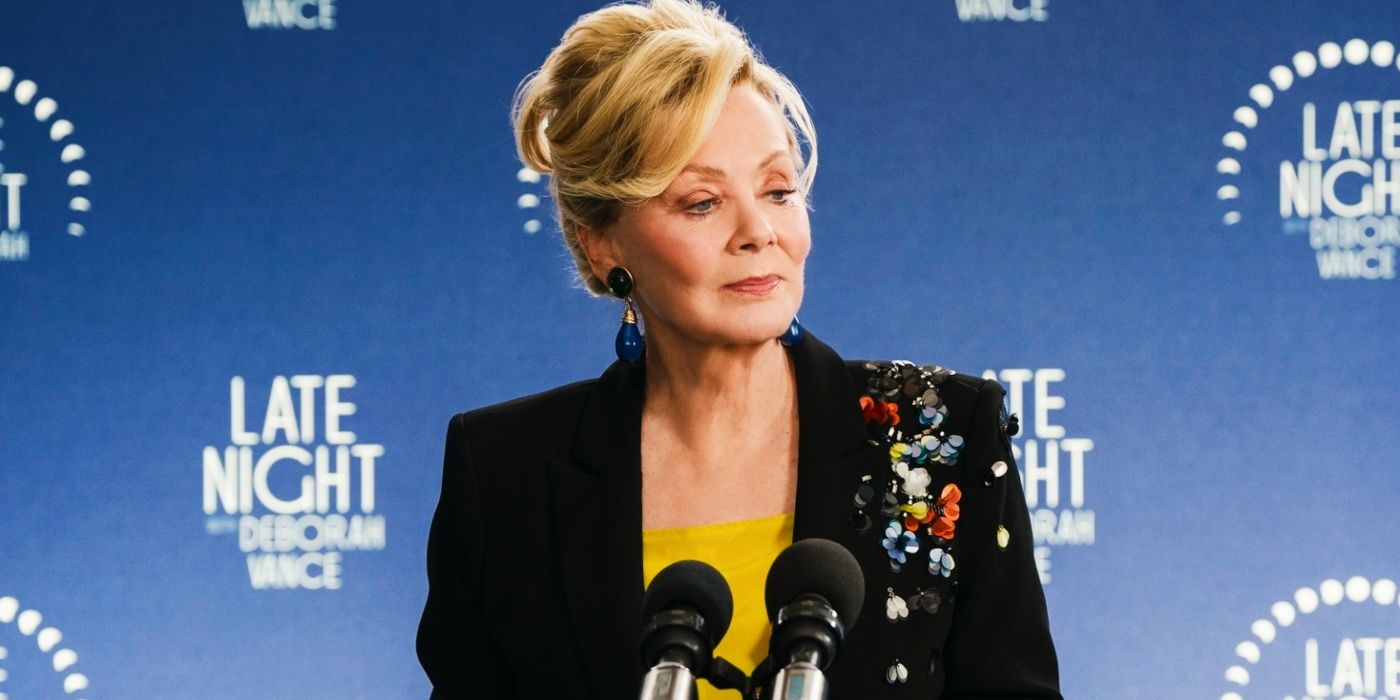 Jean Smart&rsquo;s Deborah Vance putting up with a press conference in Hacks Season 4, Episode 1.