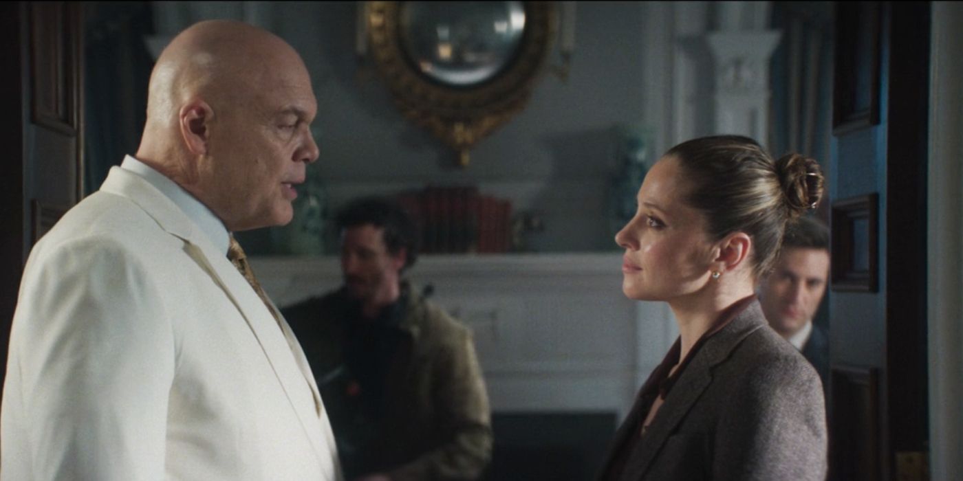 Heather Glenn (Margarita Levieva) agreeing to join Kingpin&rsquo;s (Vincent D&rsquo;Onofrio) administration in &lsquo;Daredevil: Born Again&rsquo;s Season 1 finale.