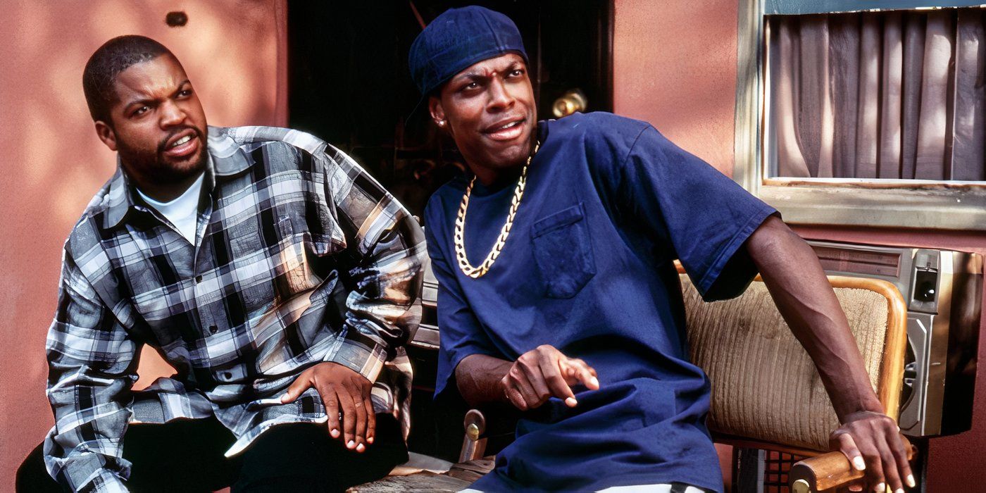 Ice Cube as Craig and Chris Tucker as Smokey looking surprised in Friday.