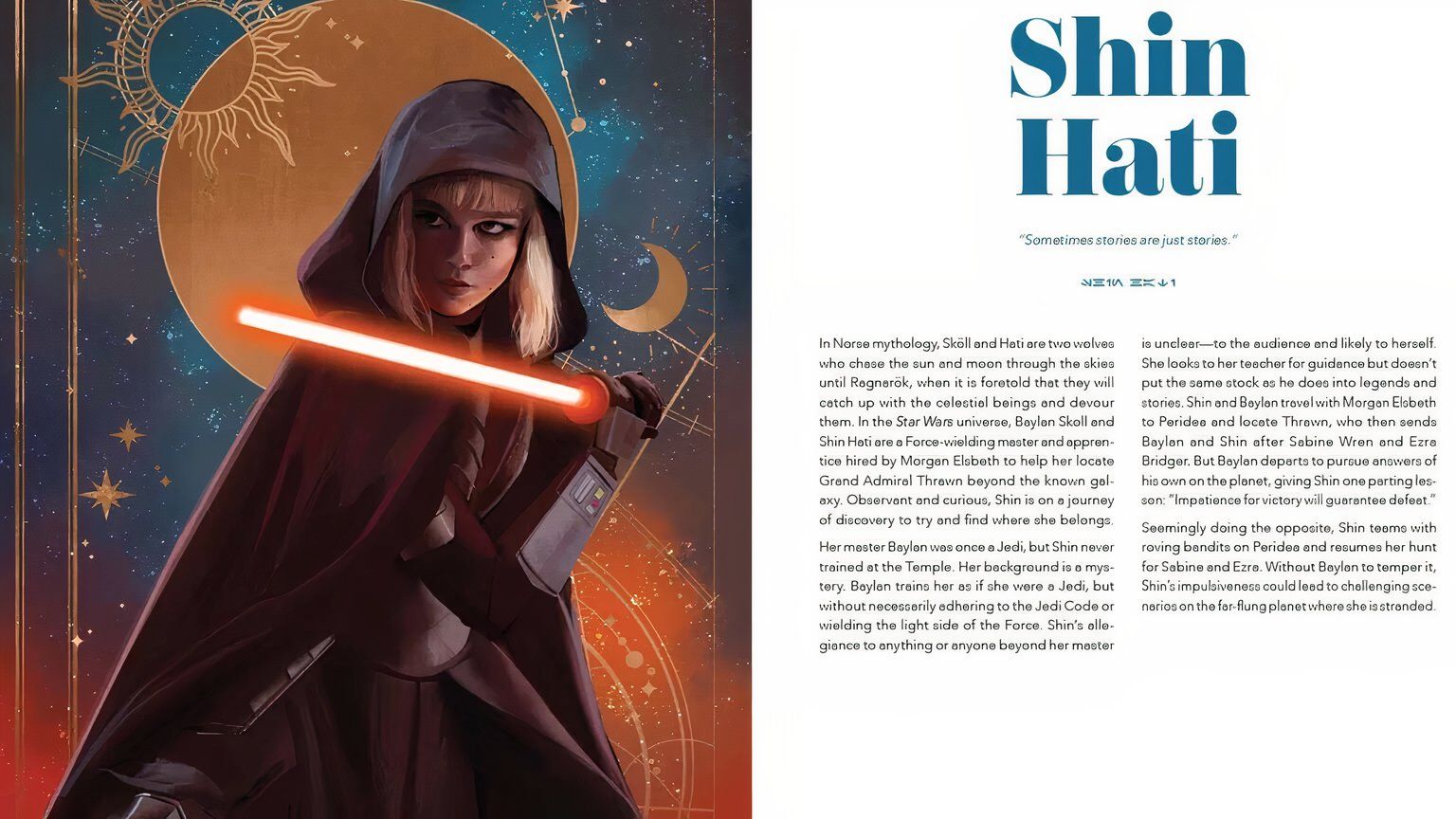 Shin Hati is captured in a fighting stance alongside details about her character&rsquo;s story in Ahsoka Season 2