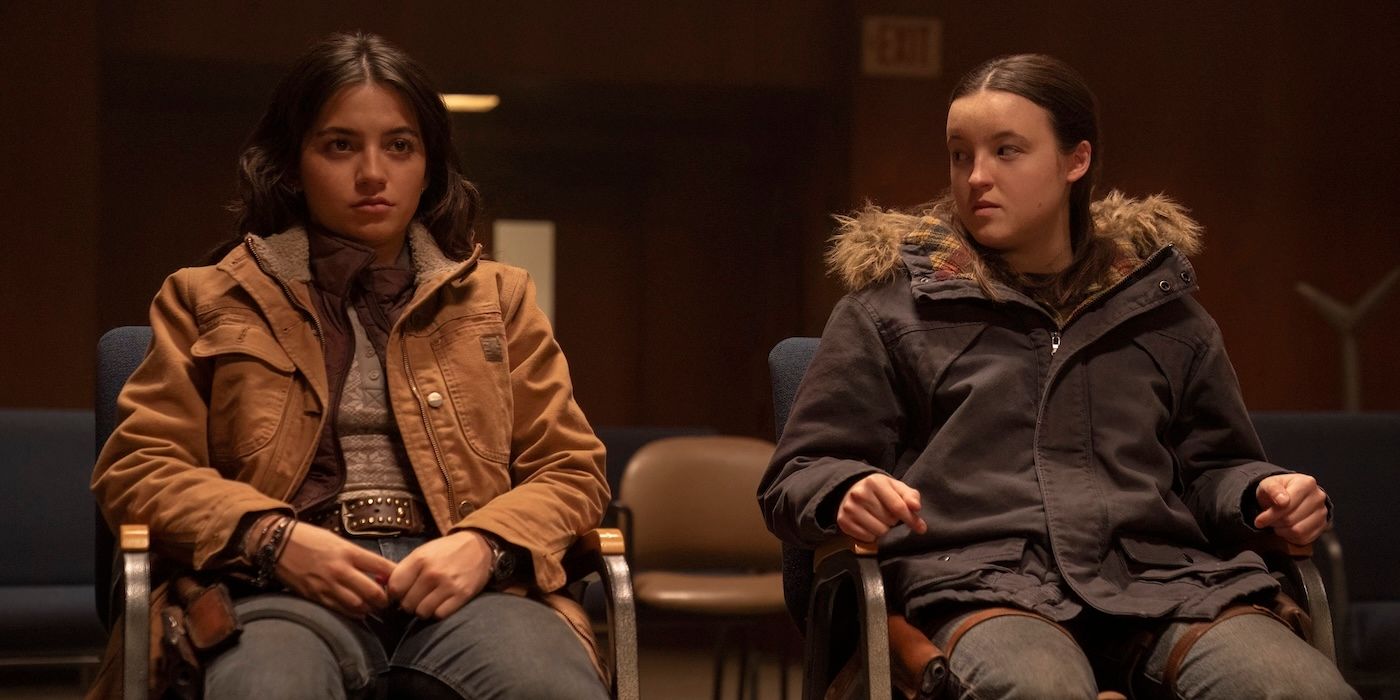 Isabela Merced as Dina and Bella Ramsey as Ellie in The Last of Us Season 2