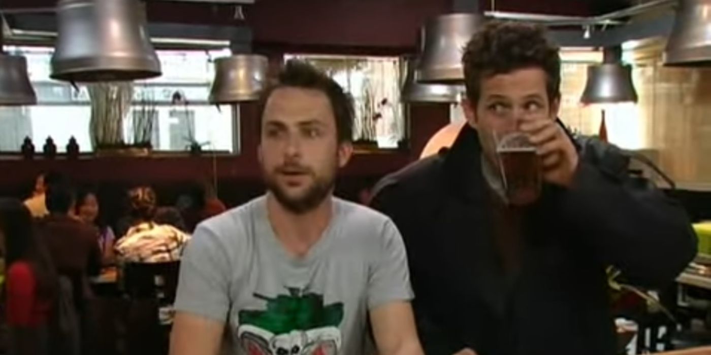 Charlie and Dennis at a restaurant in It&rsquo;s Always Sunny in Philadelphia.