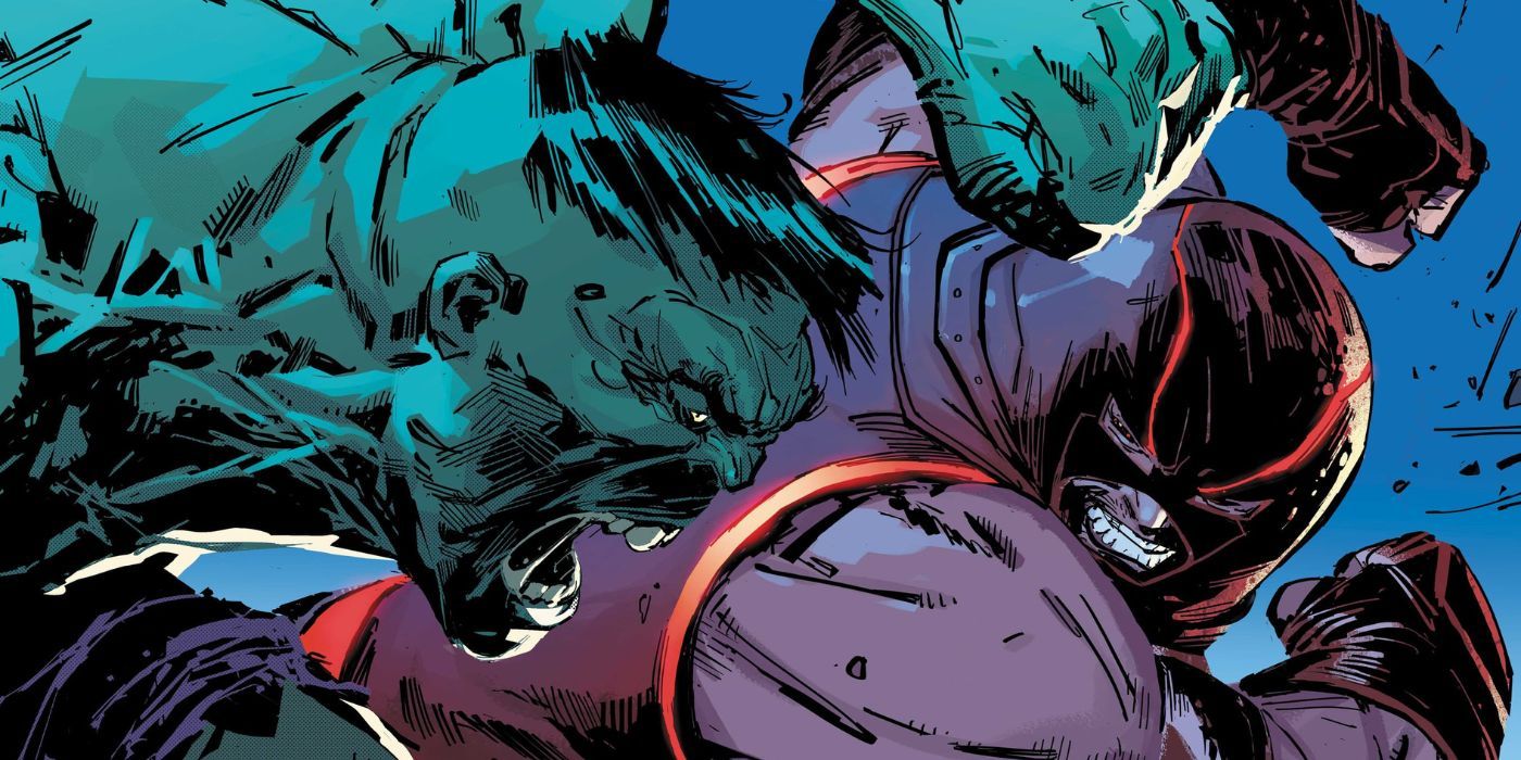 Juggernaut punching the Hulk in Marvel Comics