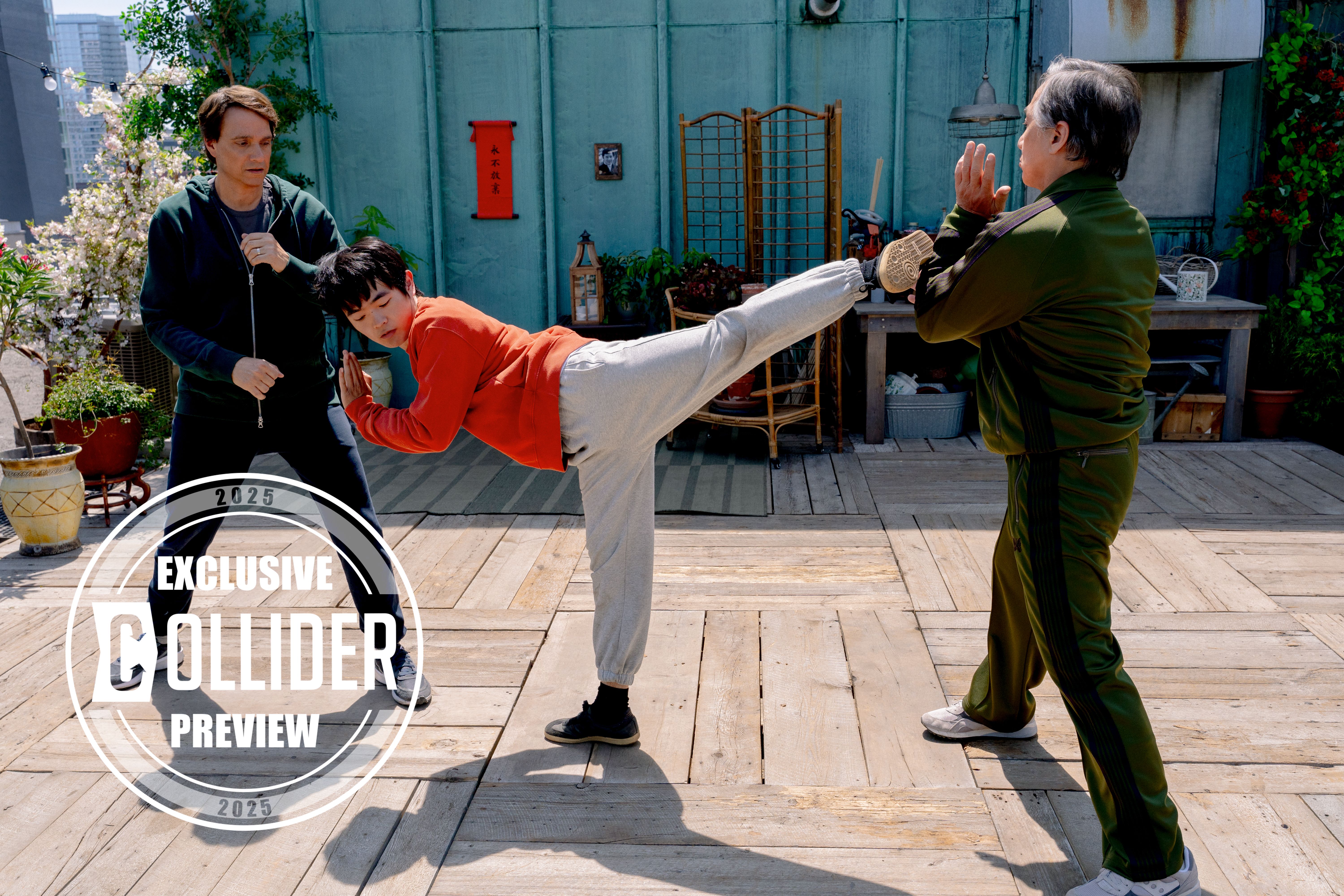Ben Wang trains with Ralph Macchio and Jackie Chan