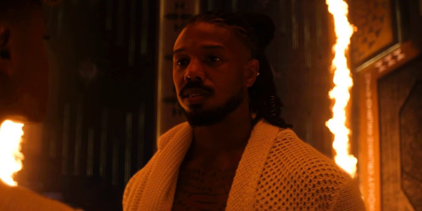 Killmonger surrounded by fire in Black Panther: Wakanda Forever