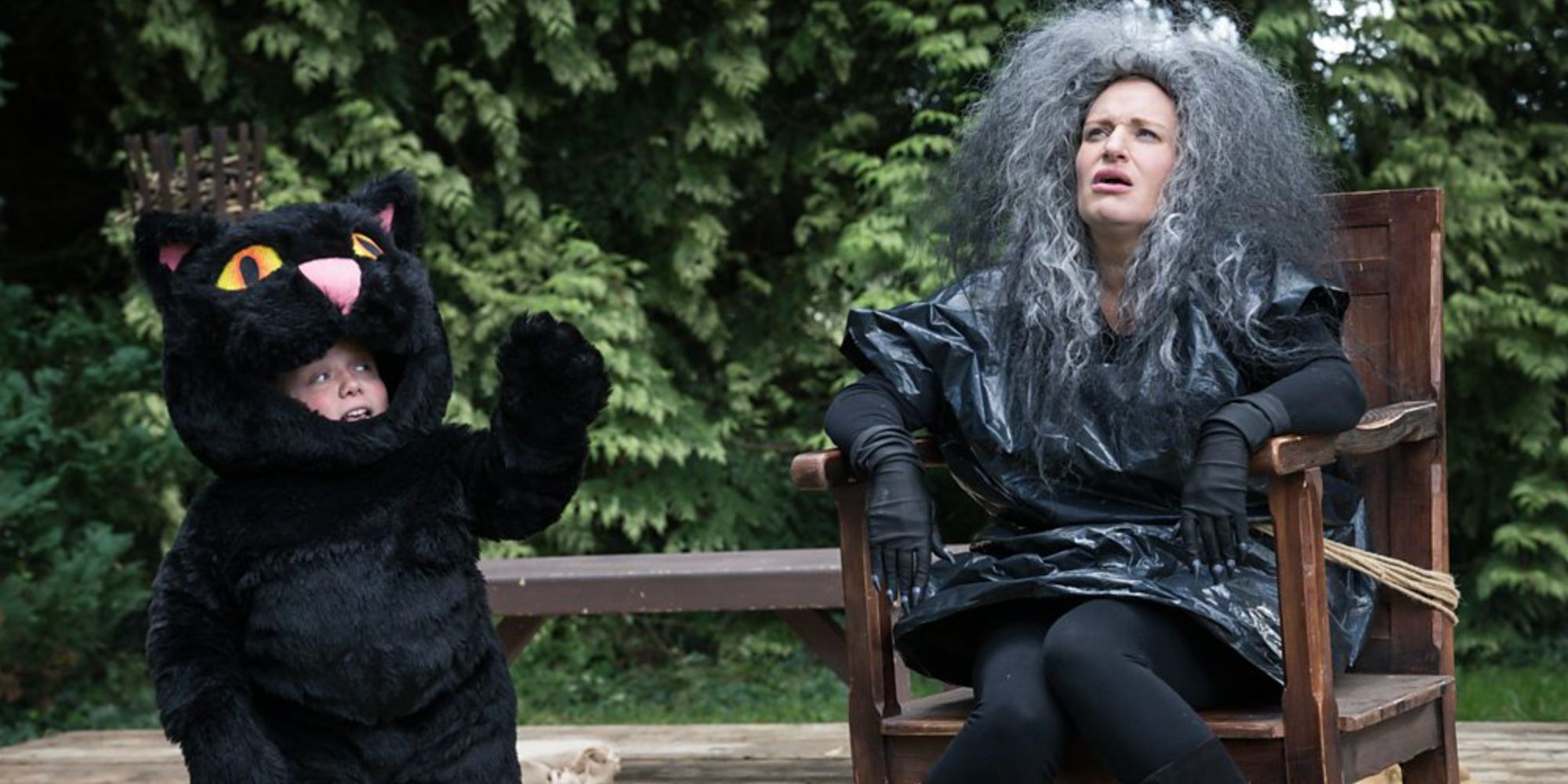 Lenny Rush dressed as a cat and Daisy May Cooper as a witch in Season 2 of &lsquo;Am I Being Unreasonable?'