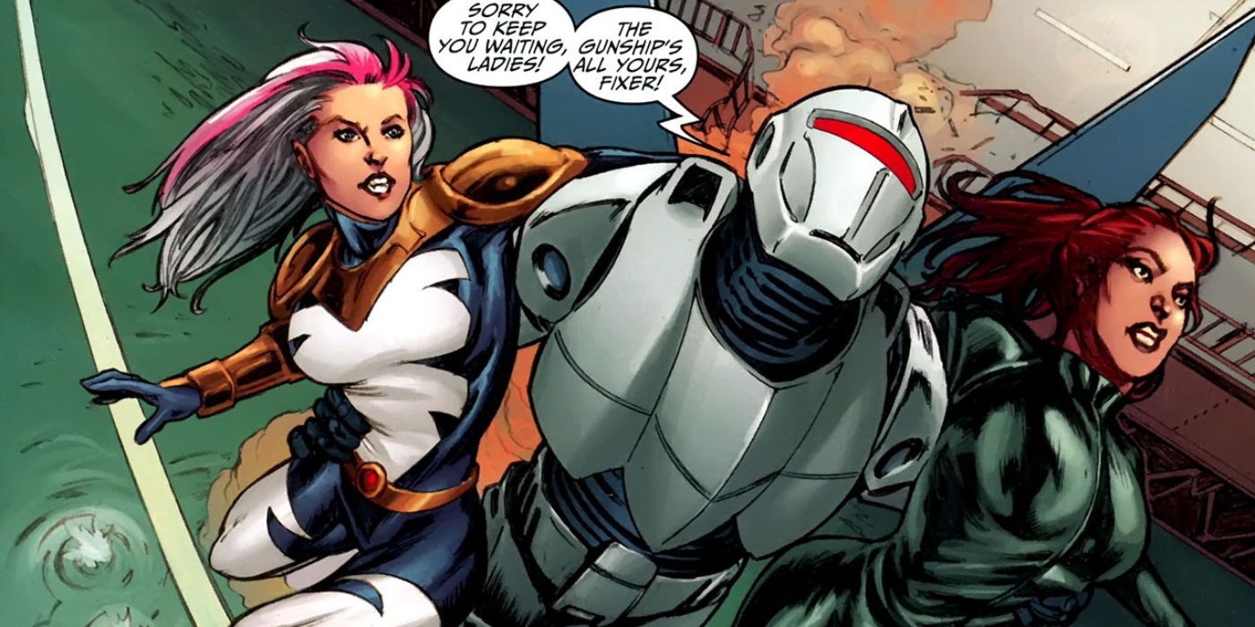 Mach flying Songbird and Black Widow in Marvel Comics