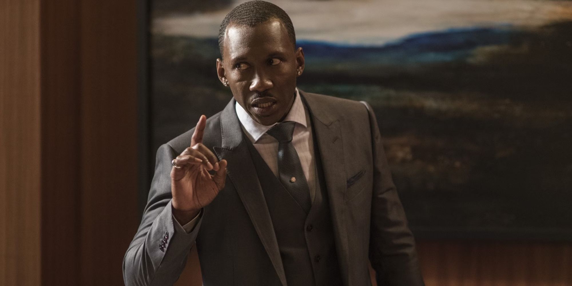 Mahershala Ali as Cornell Stokes, aka Cottonmouth talking in Luke Cage.
