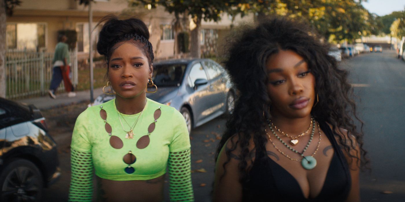 Keke Palmer as Dreux and SZA as Alyssa walking side by side in One Of Them Days
