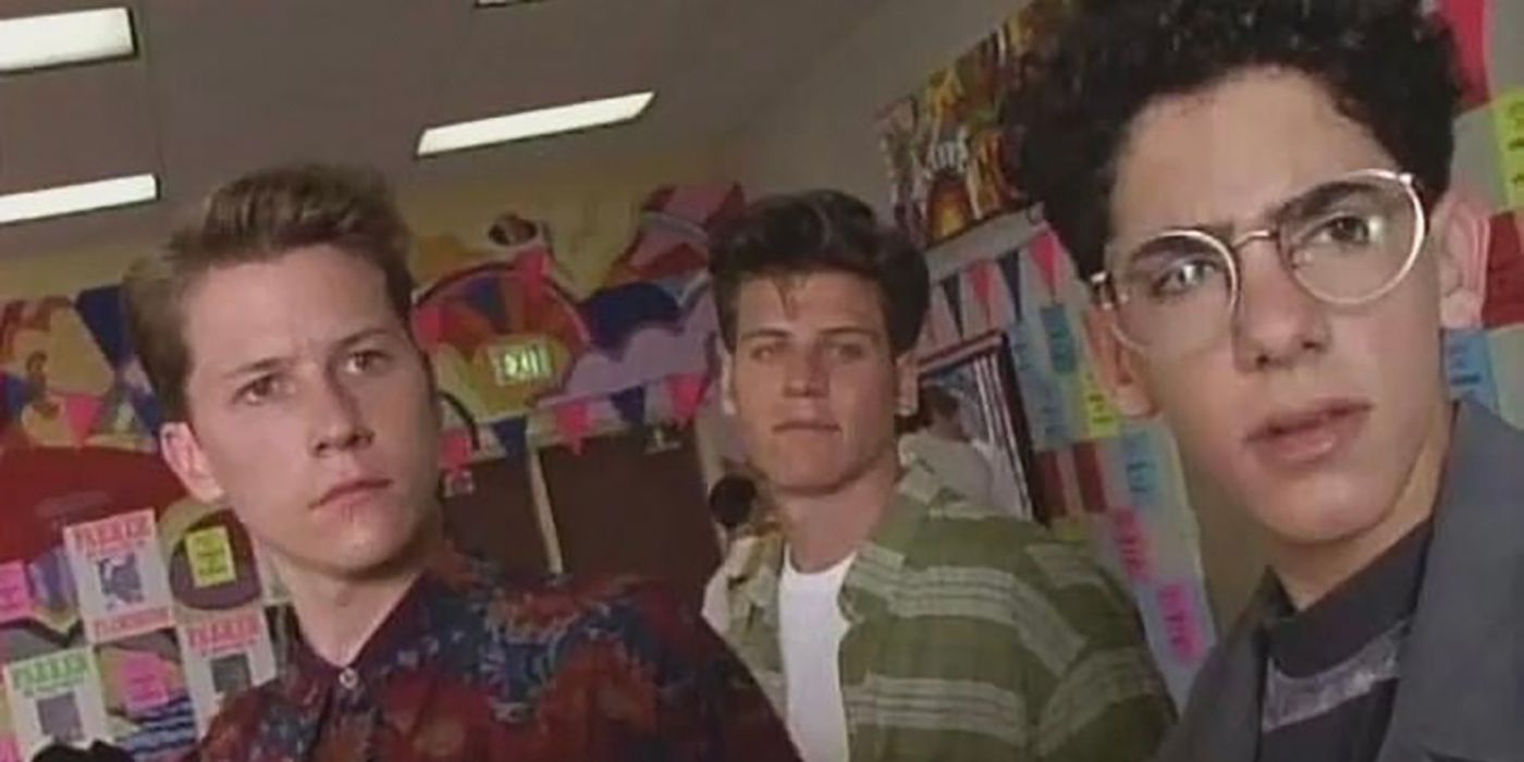 Three young men in a high school classroom in Parker Lewis Can't Lose
